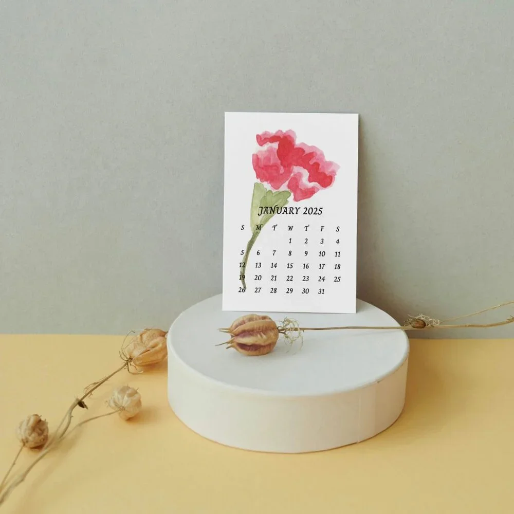 NEW 2025 Floral Watercolors Desk Calendar Cards - 5x7 Calendar Card Refills
